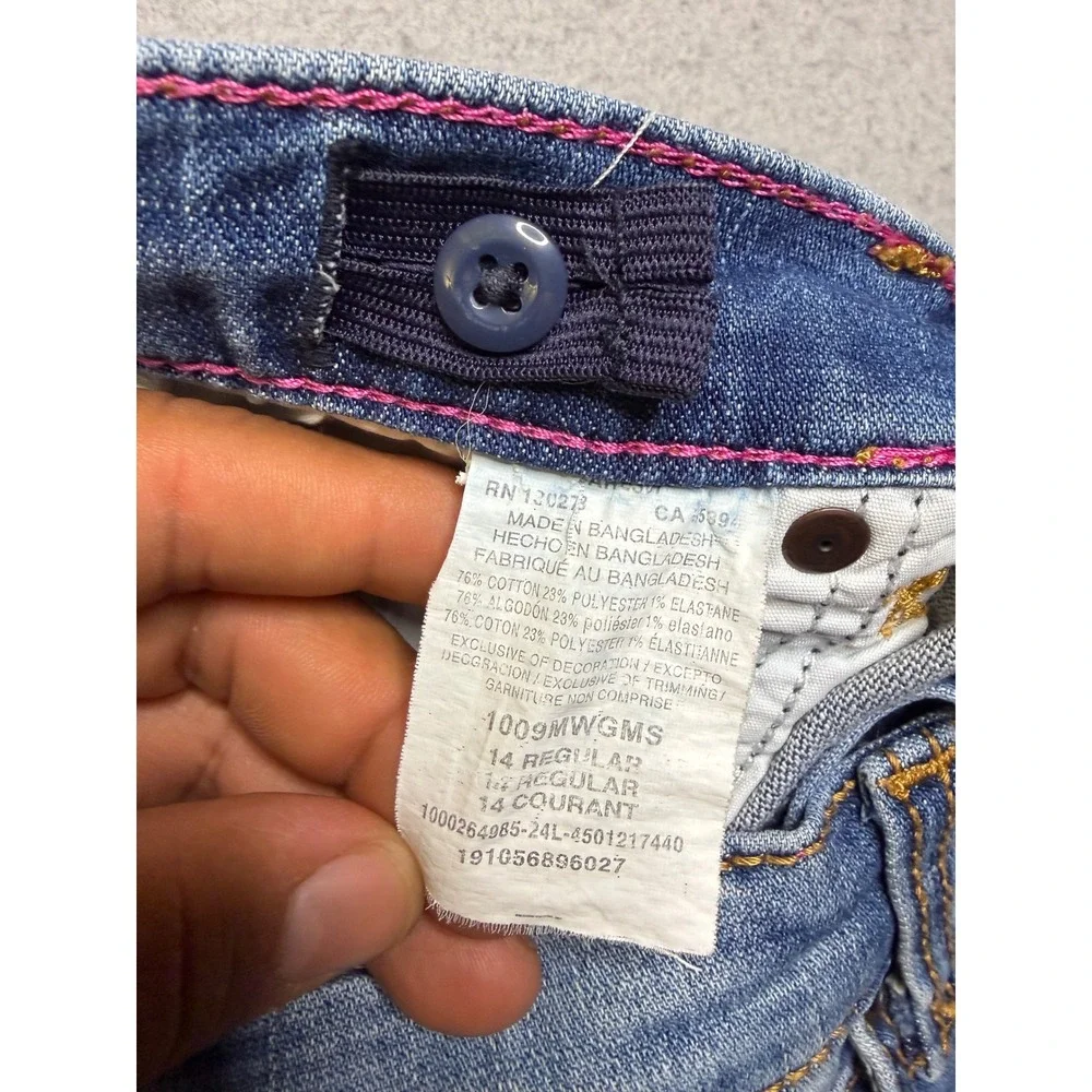 Wrangler Jeans Girls Size 14 Regular Blue Bootcut Adjustable Waist Stretch Denim